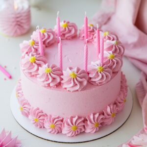 pink color candle cack