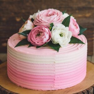 pink color flower cack